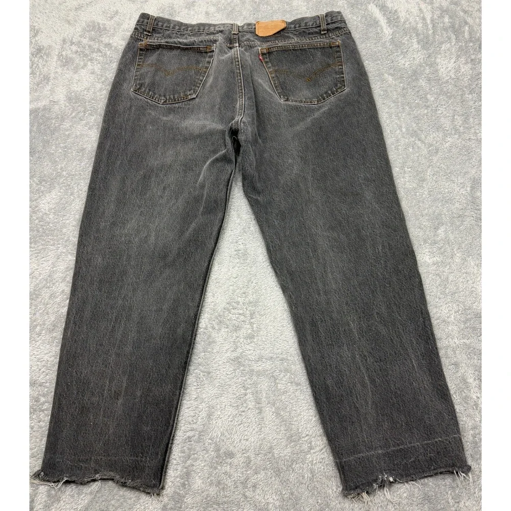 Levi's Jeans Mens 40x27.5 Black 501 Straight Vintage Raw Hem Distressed USA Made